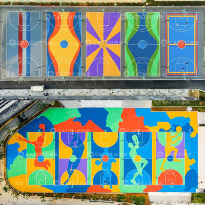 Instalação rápida Área de basquetebol de superfície acrílica pré-fabricada sustentável cobrindo voleibol badminton ténis para instalações desportivas área recreativa área residencial área comercial de lazer