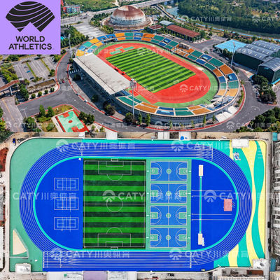 Instalação de pista atlética certificada pela IAAF Materiais de granulação EPDM para escolas Instalações desportivas Paisagismo